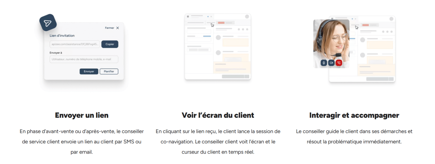 Étapes pour le co-browsing avec la solution Apizee