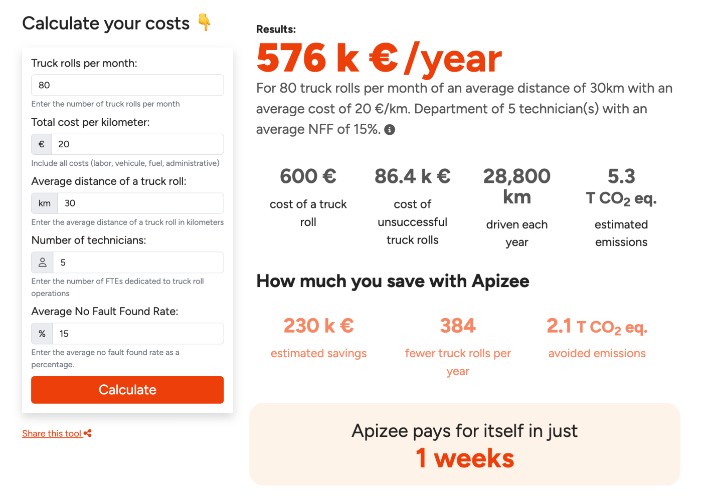 Truck Roll Calculator