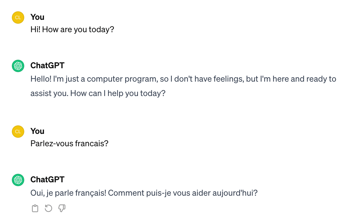 Exemple d'une conversation avec ChatGPT