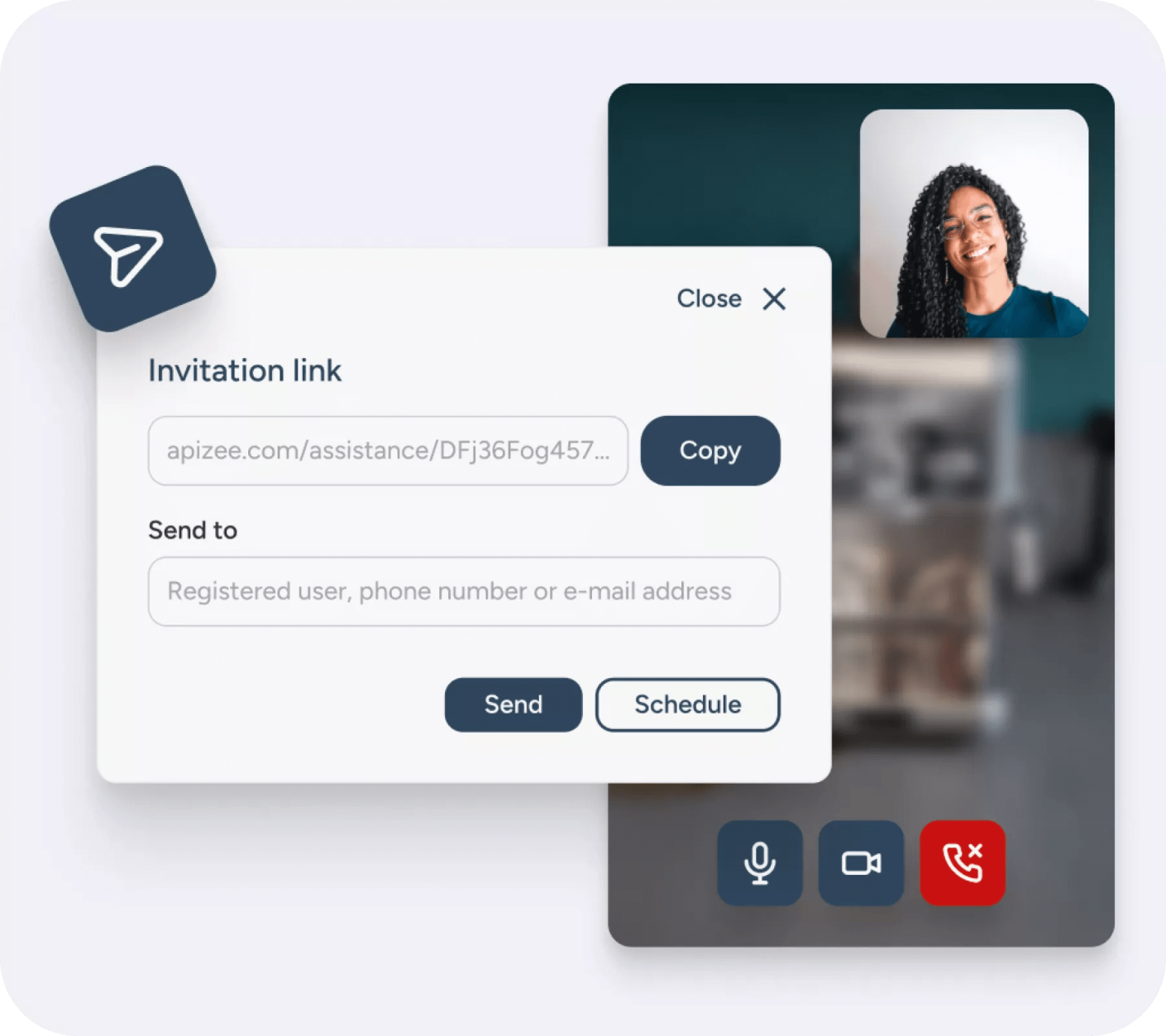 Apizee's invitation link feature