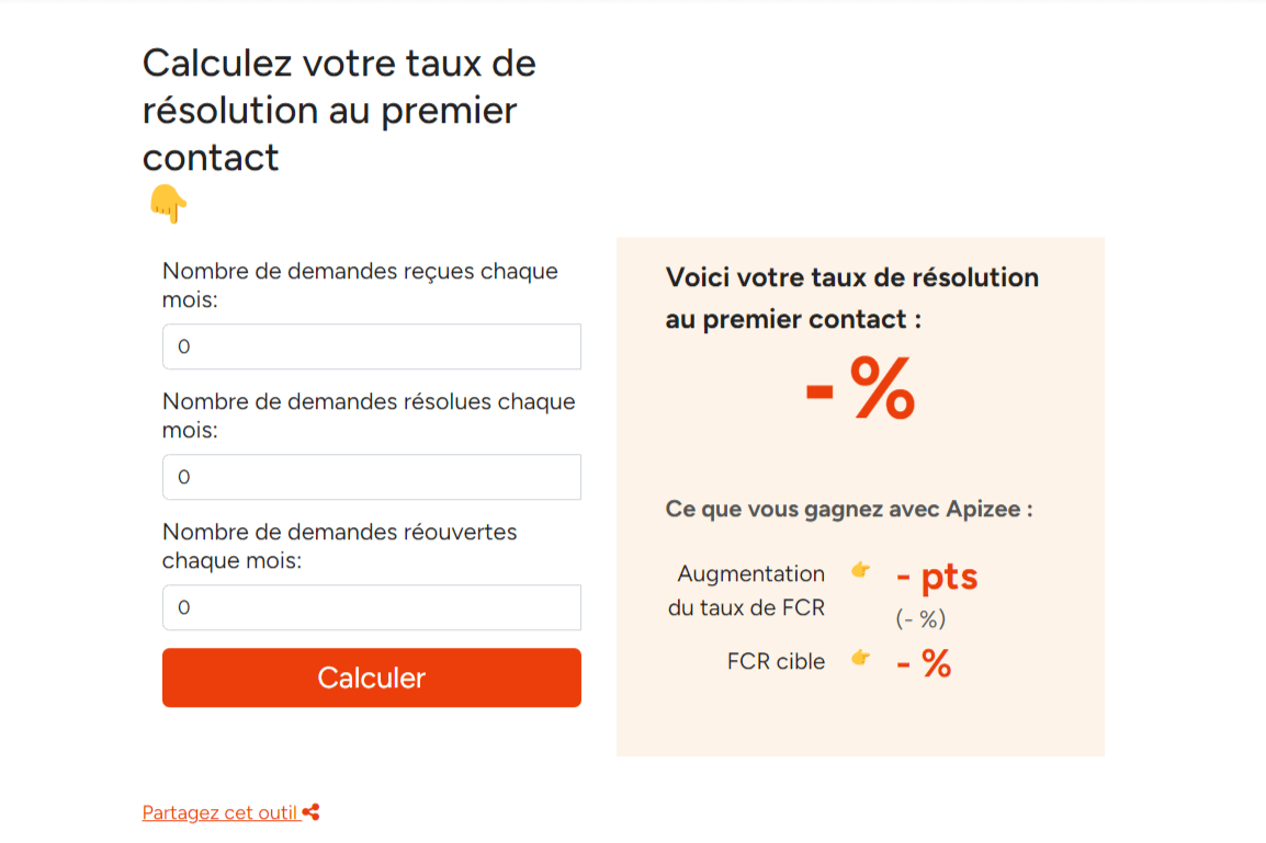 Calculateur First Contact Resolution