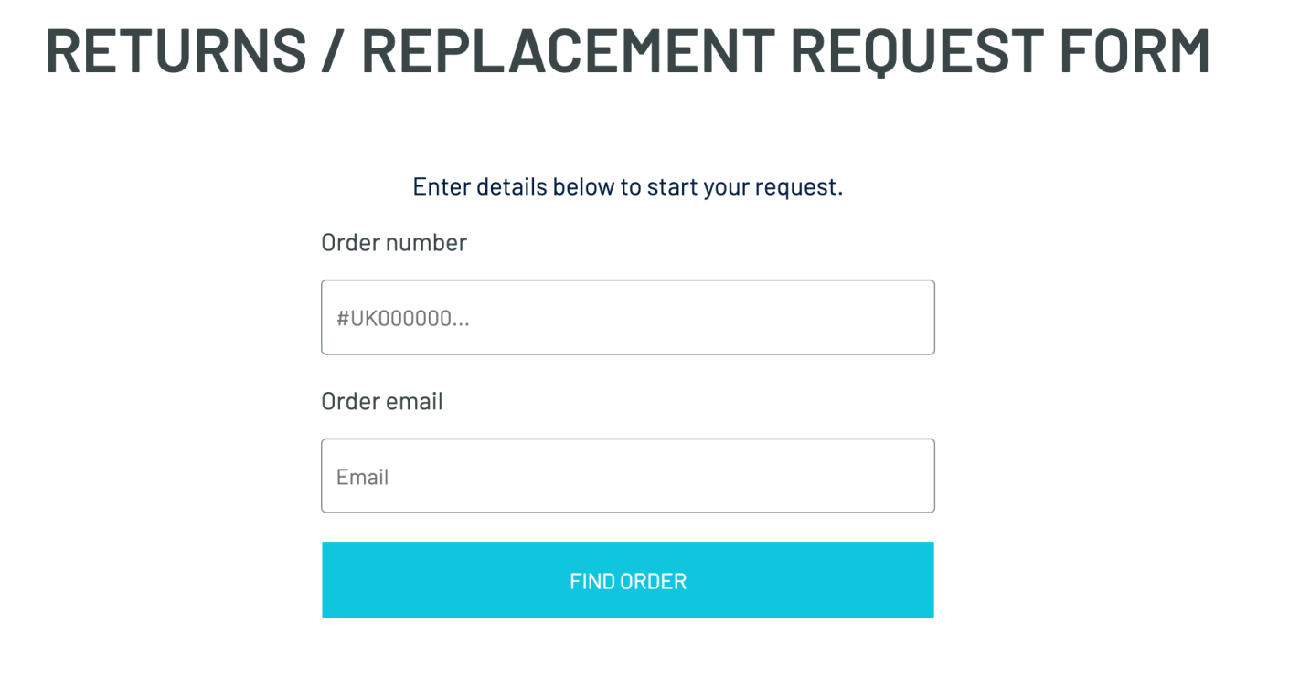 Simba Sleep's returns request form