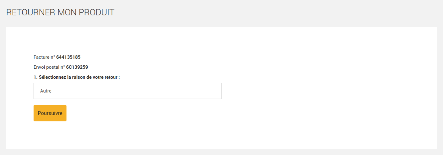 Formulaire retour produits Fnac