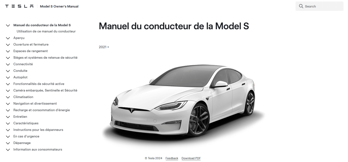 Guide du conducteur Tesla