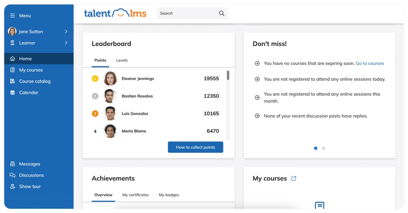 TalentLMS's online training platform